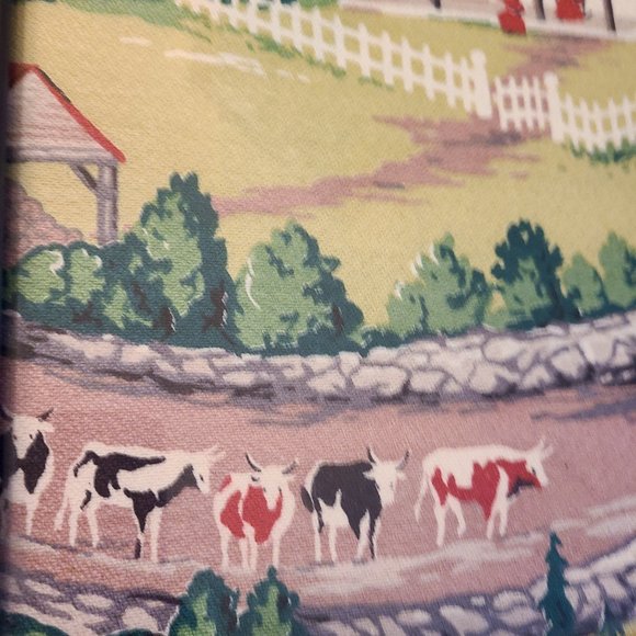 Vintage Framed Textile with Farm And Women - Picture 4 of 6